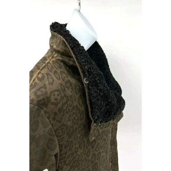 Anthropologie Marrakech Moto Jacket Size Large Animal Print Removable Sherpa - Picture 4 of 14